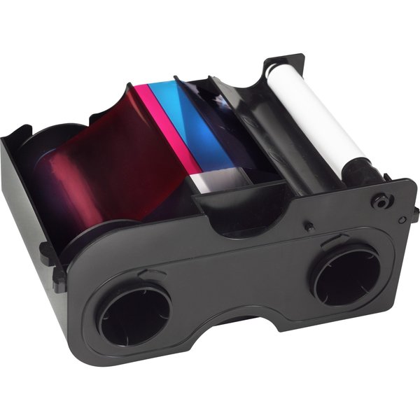 Fargo Electronics Ymcko Cartridge W/Cleaning Roller: Full-Color Ribbon w/ Resin Black 045410